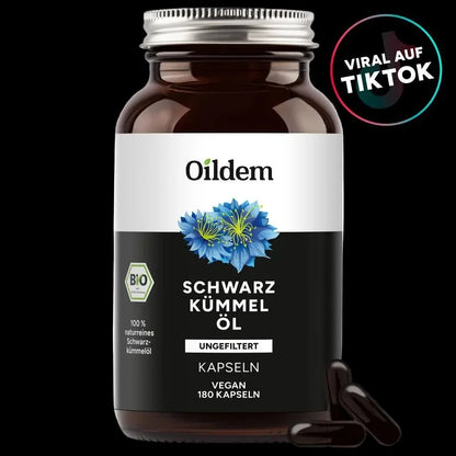 Oildem Bio Schwarzkümmelöl Kapseln vegan (ungefiltert)